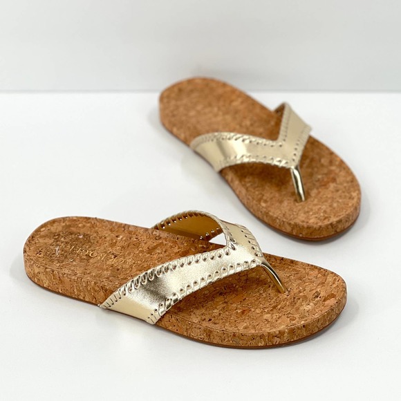 Jack Rogers Shoes - JACK ROGERS Shoes Womens 9.5 Gold Cork Thelma Comfort Flip Flop Sandal Thong